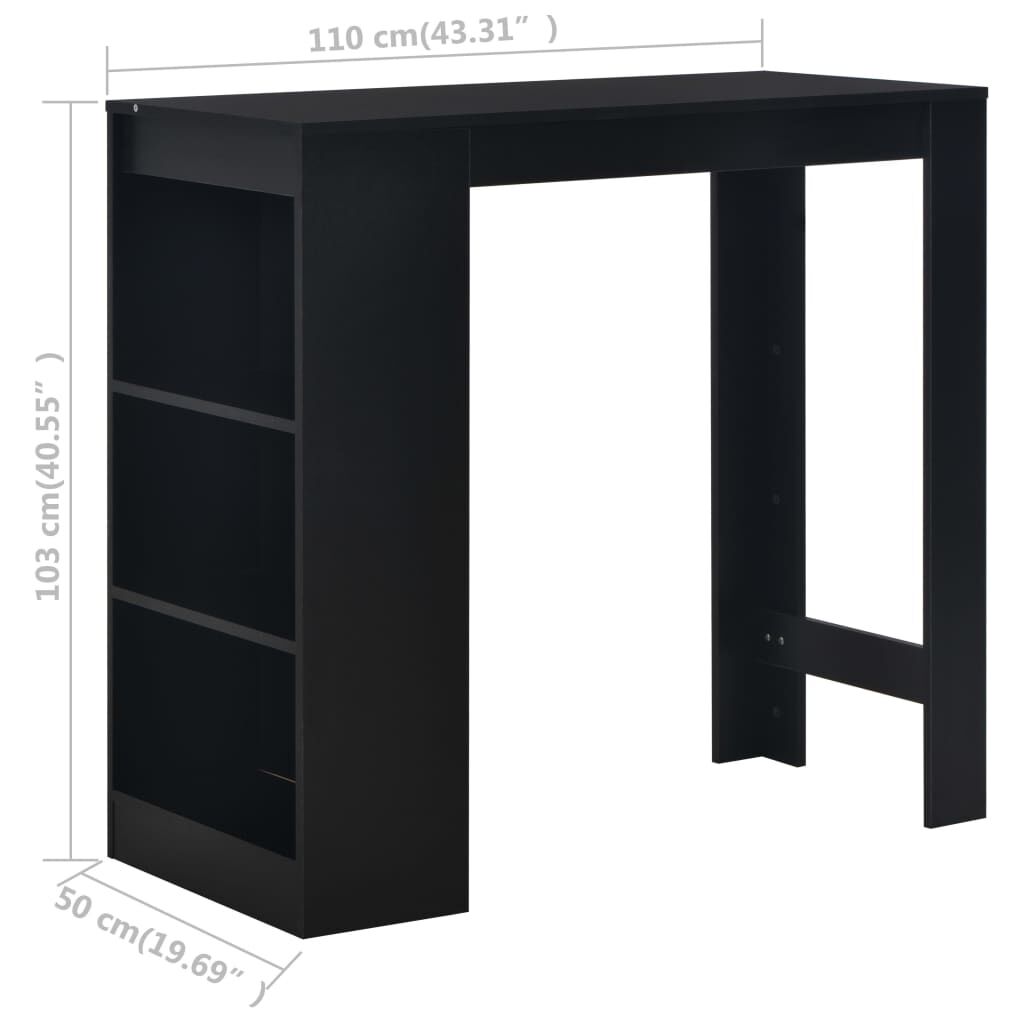 vidaXL Τραπέζι Μπαρ με Ράφια Μαύρο 110 x 50 x 103 εκ.
