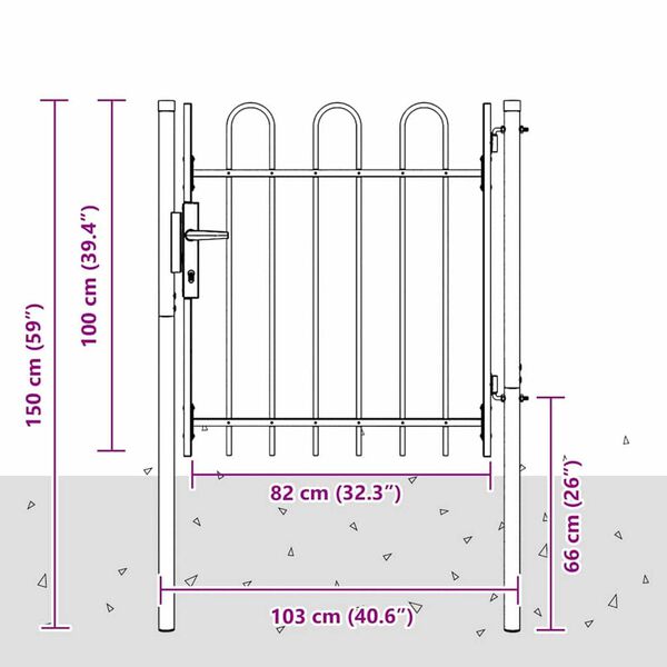 vidaXL Πύλη Φράχτη Γκρι 100 x 100 cm Χάλυβας με Επικάλυψη Πούδρας