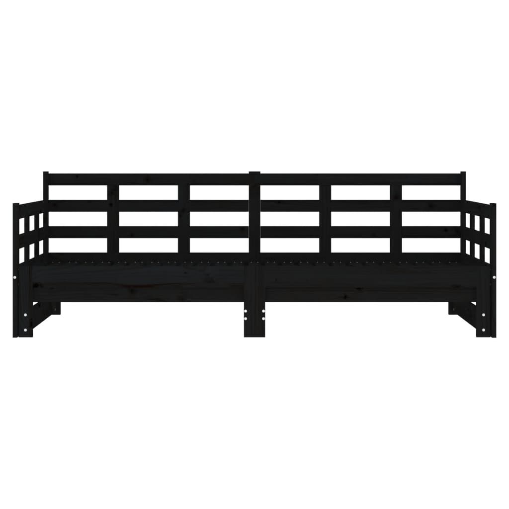 vidaXL Καναπές Κρεβάτι Συρόμενος Μαύρος 2x(90x190) εκ. Μασίφ Πεύκο