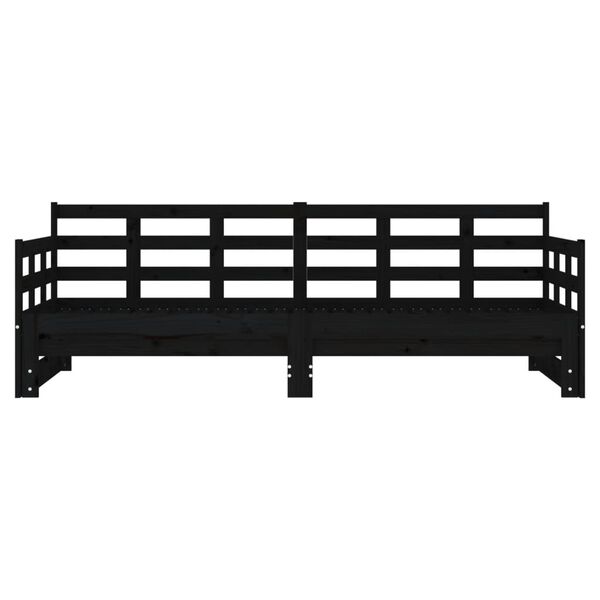 vidaXL Καναπές Κρεβάτι Συρόμενος Μαύρος 2x(90x190) εκ. Μασίφ Πεύκο