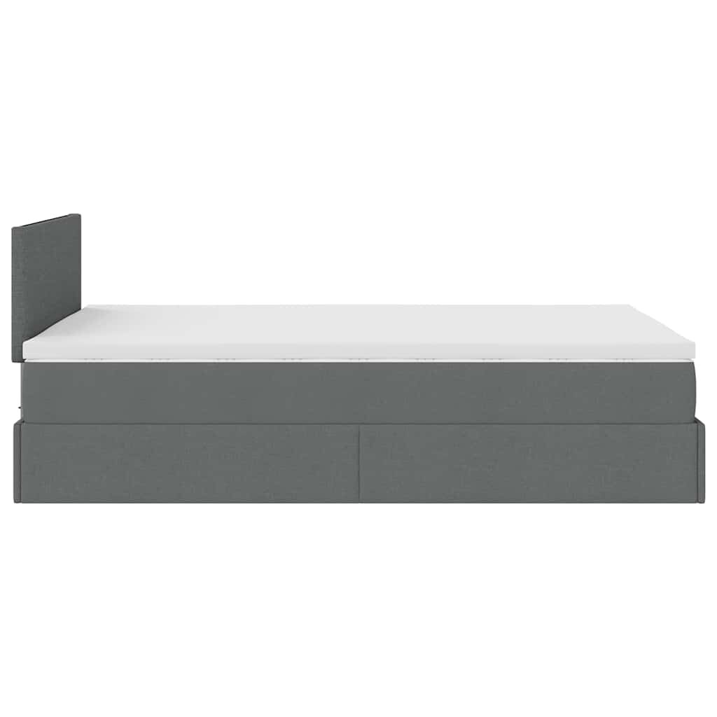 vidaXL Οθωμανικό κρεβάτι με στρώμα & LEDs Σκούρο γκρι 120x190cm Ύφασμα