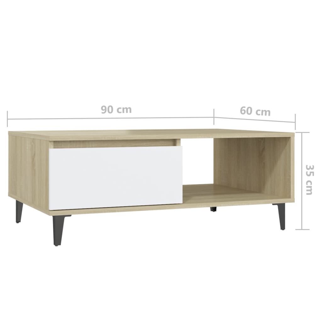 vidaXL Τραπεζάκι Σαλονιού Λευκό/Sonoma Δρυς 90x60x35 εκ. Επεξ. Ξύλο