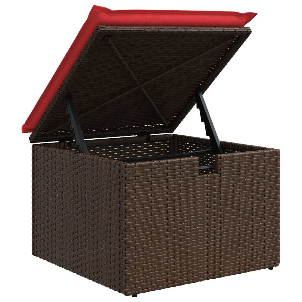 vidaXL Σκαμπό Κήπου με Μαξιλάρι Καφέ 55x55x37 εκ. από Συνθετικό Ρατάν