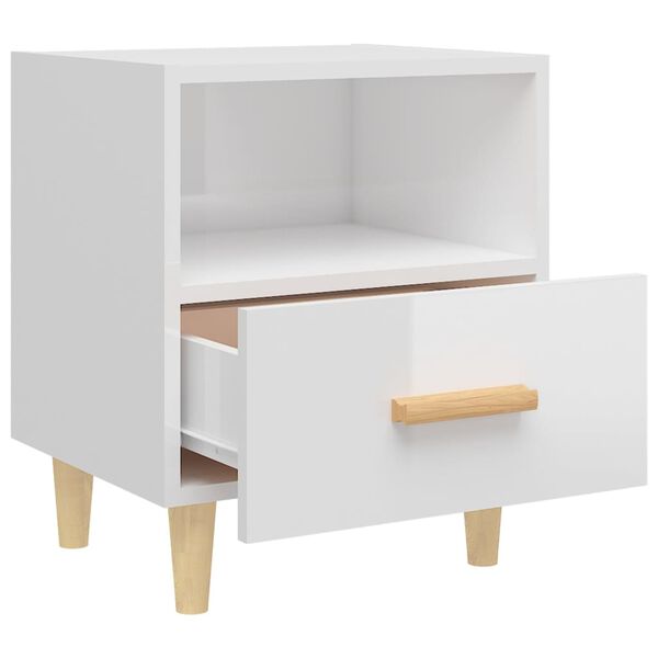 vidaXL Κομοδίνα 2 τεμ. Γυαλιστερό Λευκό 40 x 35 x 47 εκ.