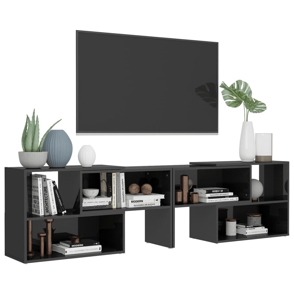 vidaXL Έπιπλο Τηλεόρασης Γυαλιστερό Γκρι 149x30x52 εκ. Επεξ. Ξύλο