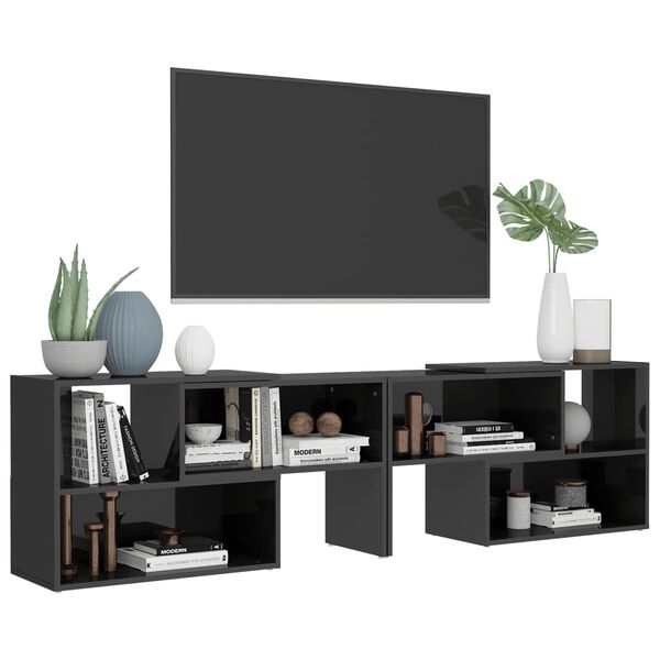 vidaXL Έπιπλο Τηλεόρασης Γυαλιστερό Γκρι 149x30x52 εκ. Επεξ. Ξύλο
