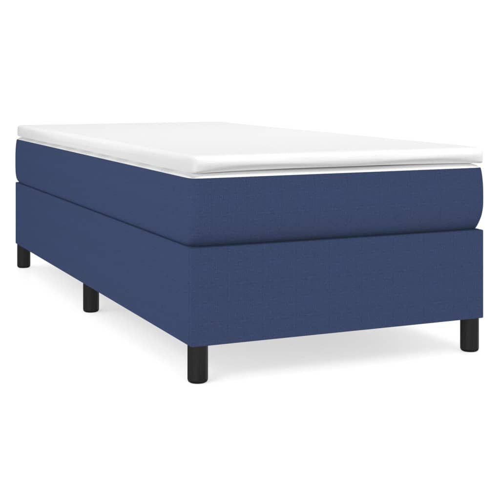 vidaXL Κρεβάτι Boxspring με Στρώμα Μπλε 90x190 εκ.Υφασμάτινο