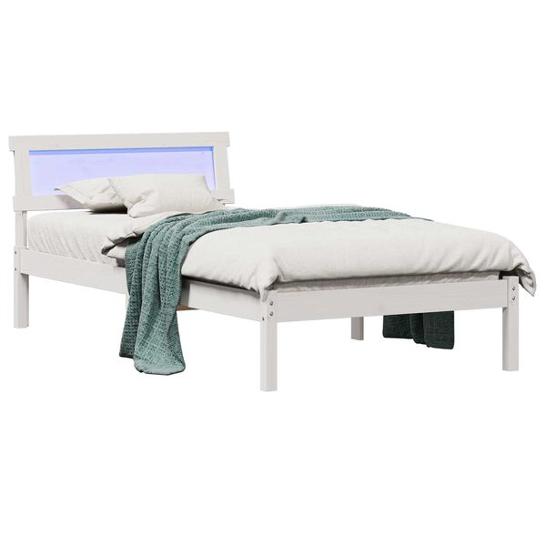 vidaXL Σκελετός Κρεβατιού Λευκό 90 x 190 cm Συμπαγές ξύλο πεύκου