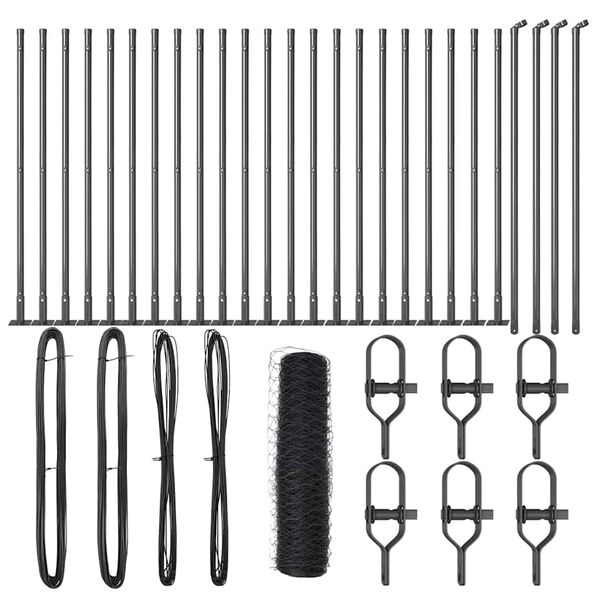 vidaXL Φράχτης με Στήλες. Γκρι 0.5 x 50 μ. Ατσάλι με επικάλυψη PVC