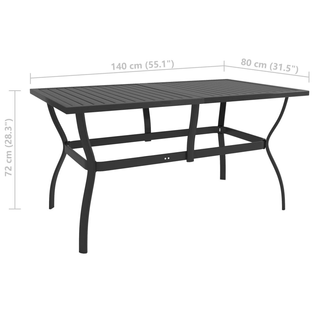 vidaXL Τραπέζι Κήπου Ανθρακί 140 x 80 x 72 εκ. Ατσάλινο