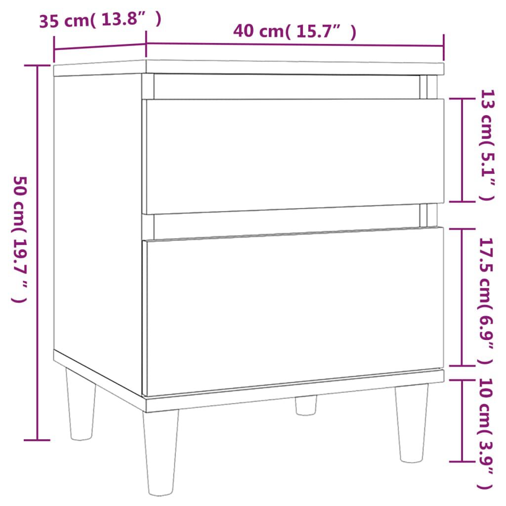 vidaXL Κομοδίνα 2 τεμ. Λευκά 40 x 35 x 50 εκ.