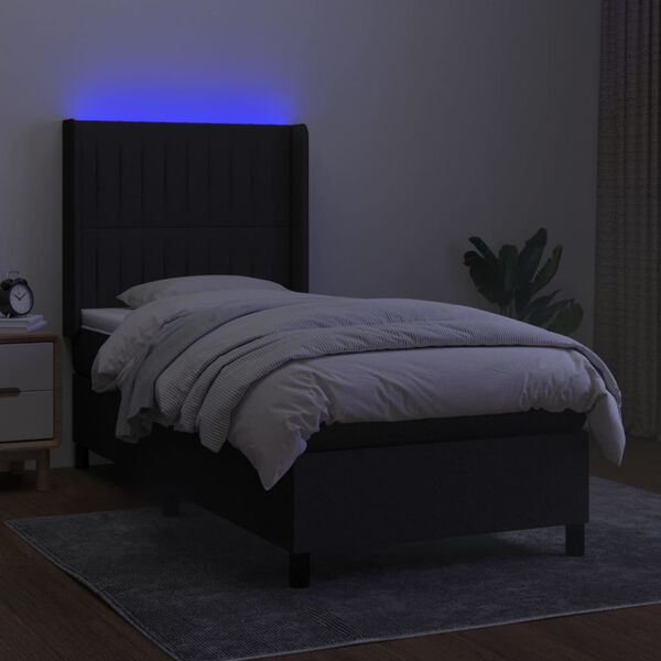vidaXL &Kappa;&rho;&epsilon;&beta;ά&tau;&iota; Boxspring &mu;&epsilon; &Sigma;&tau;&rho;ώ&mu;&alpha; & LED &Mu;&alpha;ύ&rho;&omicron; 100x200 &epsilon;&kappa;. &Upsilon;&phi;&alpha;&sigma;&mu;ά&tau;&iota;&nu;&omicron;