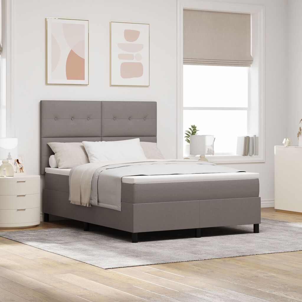 vidaXL Κρεβάτι Box Spring με Στρώμα Καφέ 140x190 εκ. Ύφασμα