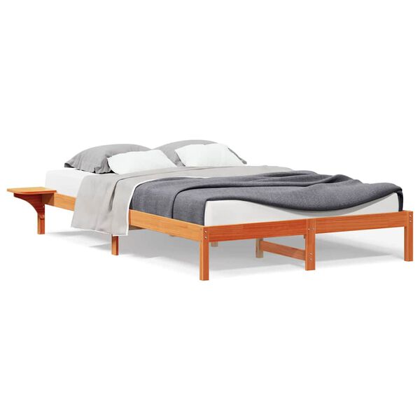 vidaXL Κρεβατοκάμαρα με Πλαϊνά Τραπέζια Κερωτό καφέ 140 x 210 cm