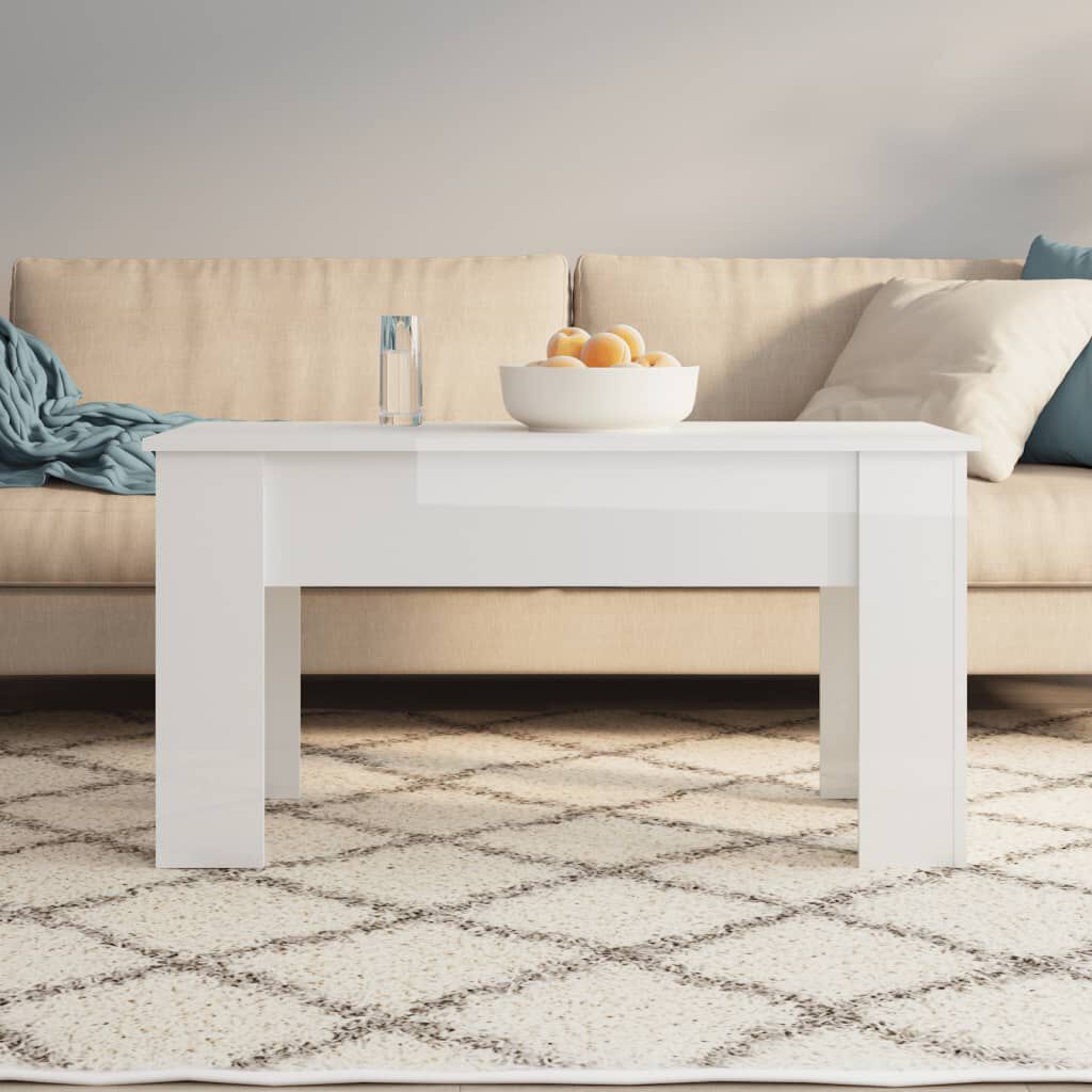 vidaXL Τραπεζάκι Σαλονιού Γυαλ. Λευκό 101x49x52 εκ. Επεξεργασμένο Ξύλο
