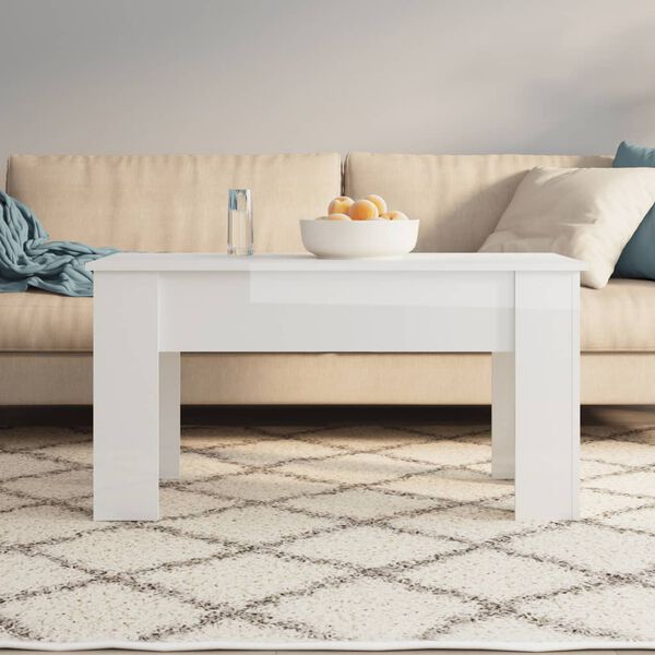 vidaXL Τραπεζάκι Σαλονιού Γυαλ. Λευκό 101x49x52 εκ. Επεξεργασμένο Ξύλο