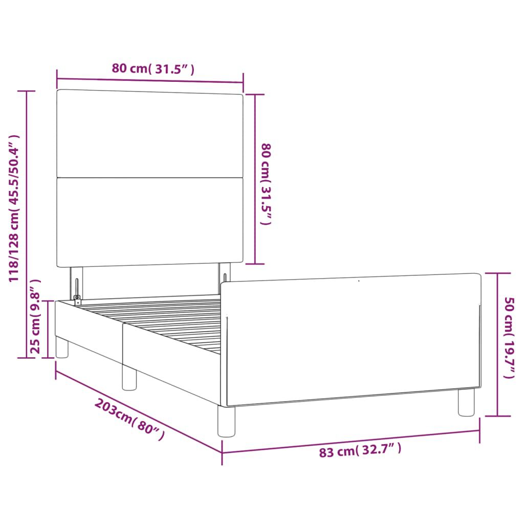vidaXL Σκελετός Κρεβατιού Χωρίς Στρώμα Taupe 80x200 εκ. Υφασμάτινο