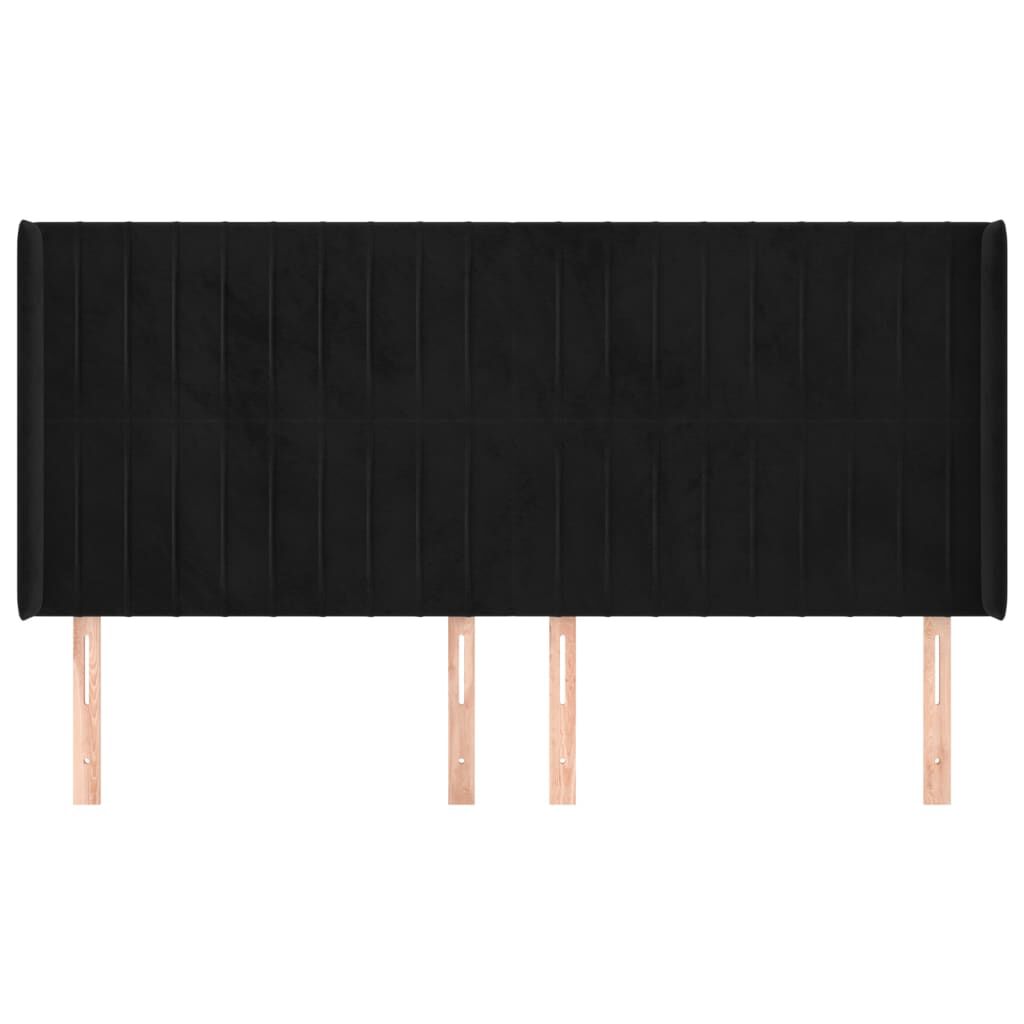 vidaXL Κεφαλάρι με Πτερύγια Μαύρο 163x16x118/128 εκ. Βελούδινο