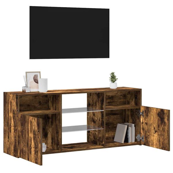 vidaXL Έπιπλο Τηλεόρασης με LED Καπνιστή Δρυς 120 x 30 x 50 εκ.