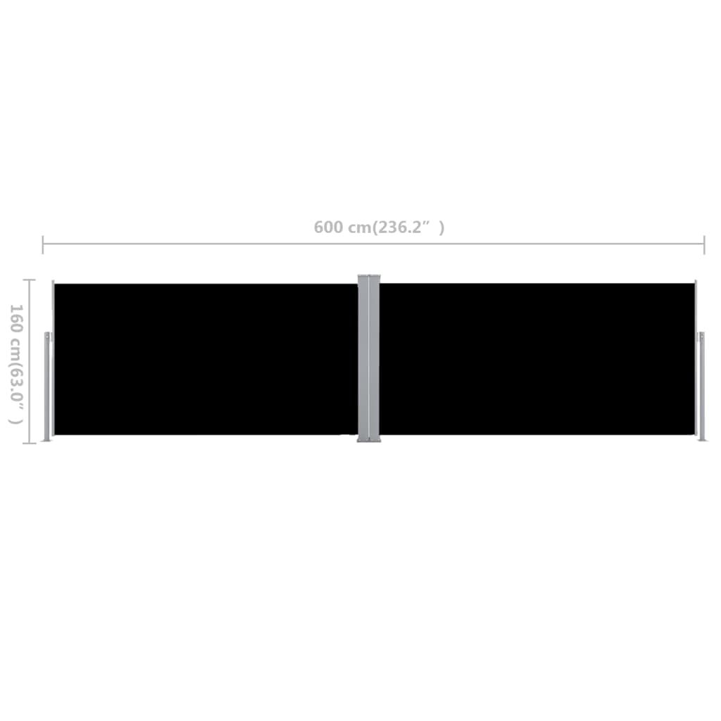 vidaXL Σκίαστρο Πλαϊνό Συρόμενο Μαύρο 160 x 600 εκ.