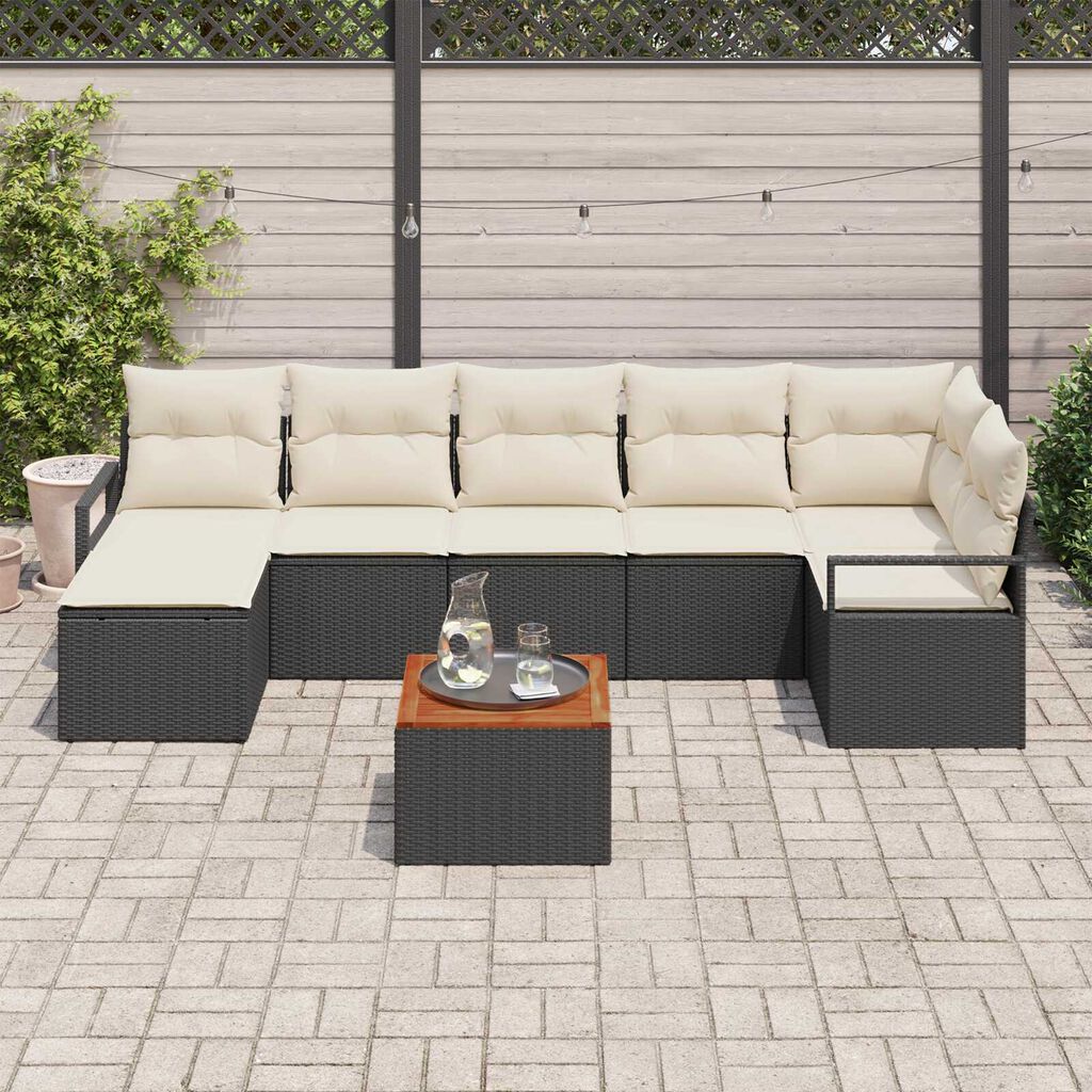 vidaXL Σετ Καναπέ Κήπου 8 pcs Μαύρο και λευκό