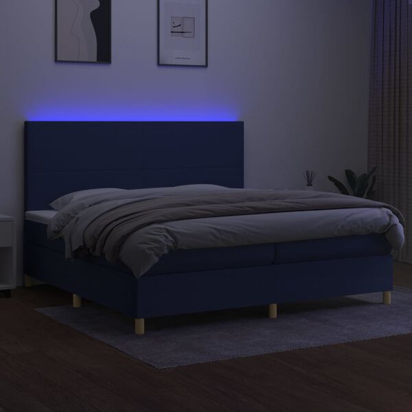 vidaXL &Kappa;&rho;&epsilon;&beta;ά&tau;&iota; Boxspring &mu;&epsilon; &Sigma;&tau;&rho;ώ&mu;&alpha; & LED &Mu;&pi;&lambda;&epsilon; 200x200 &epsilon;&kappa;. &Upsilon;&phi;&alpha;&sigma;&mu;ά&tau;&iota;&nu;&omicron;