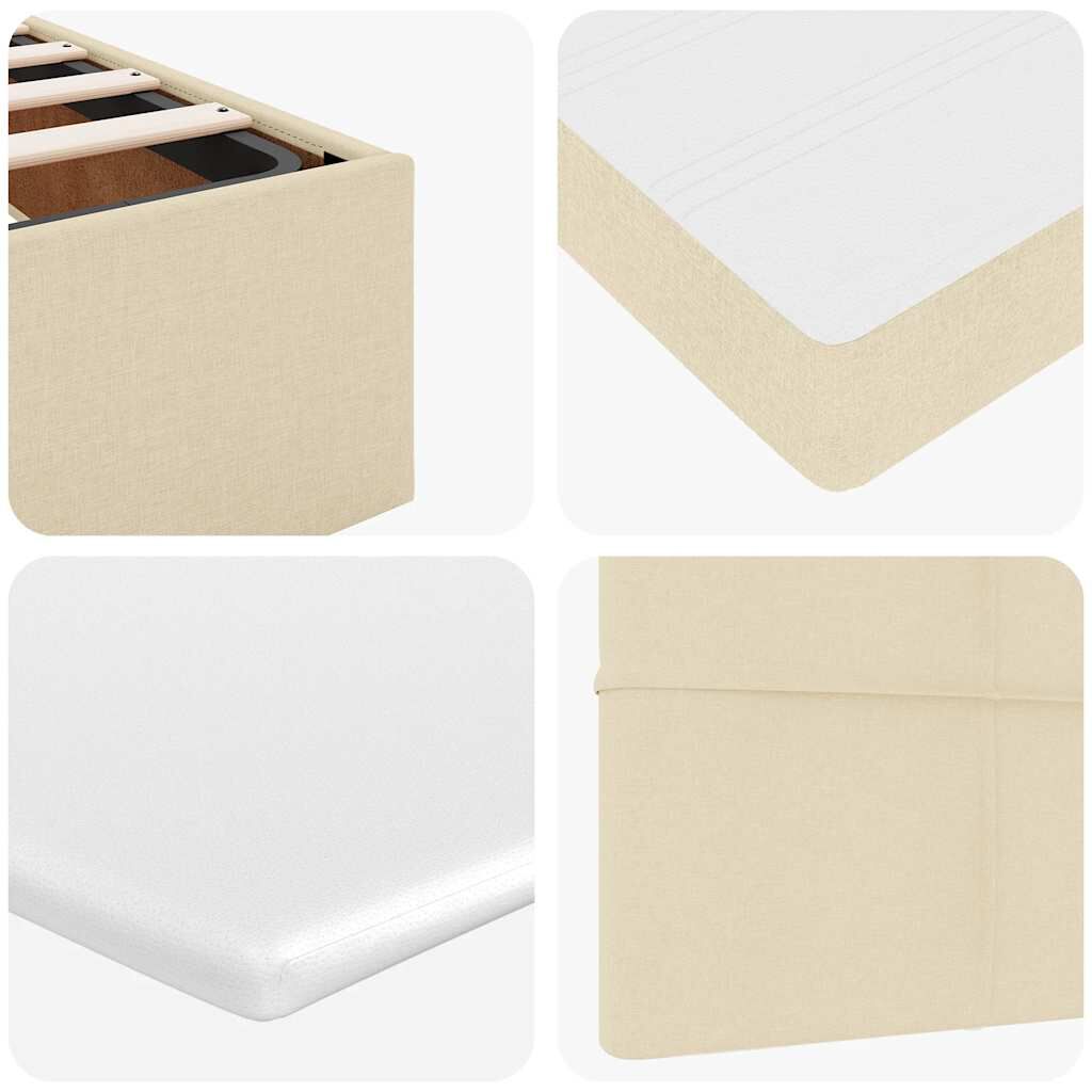 vidaXL Οθωμανικό κρεβάτι με στρώμα Cream 140x200cm ύφασμα