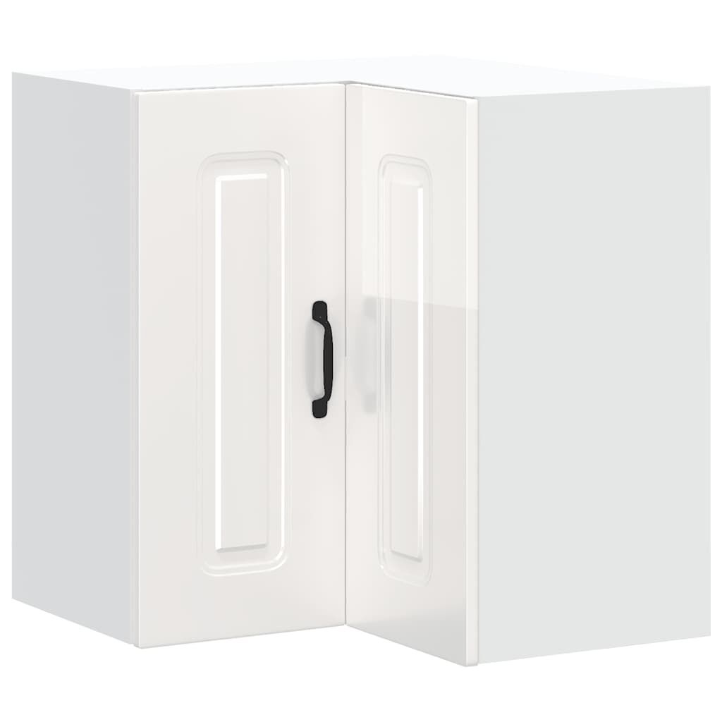 vidaXL Γωνιακό ντουλάπι τοίχου κουζίνας "Kalmar" High Gloss White