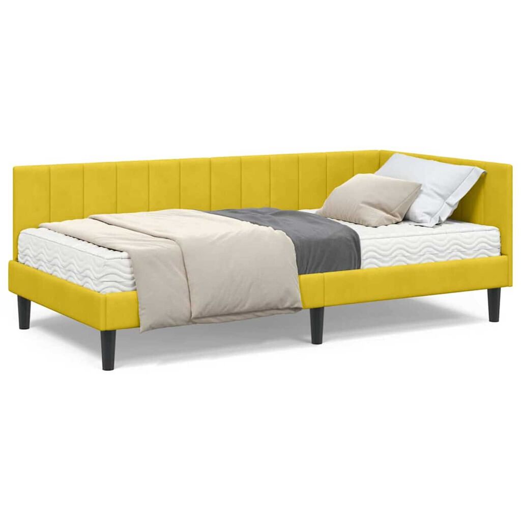 vidaXL Κρεβάτι Γωνίας με στρώμα Κίτρινο 90 x 200 cm Βελούδο