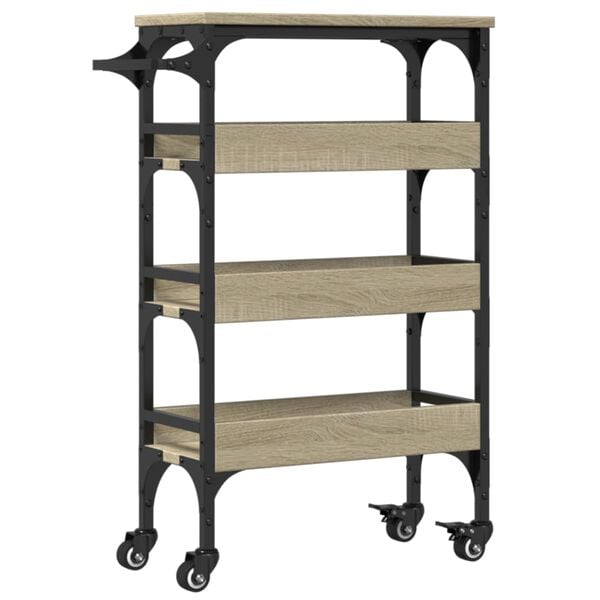 vidaXL Τρόλεϊ Κουζίνας Sonoma Δρυς 53x20x76 εκ. Επεξεργασμένο Ξύλο