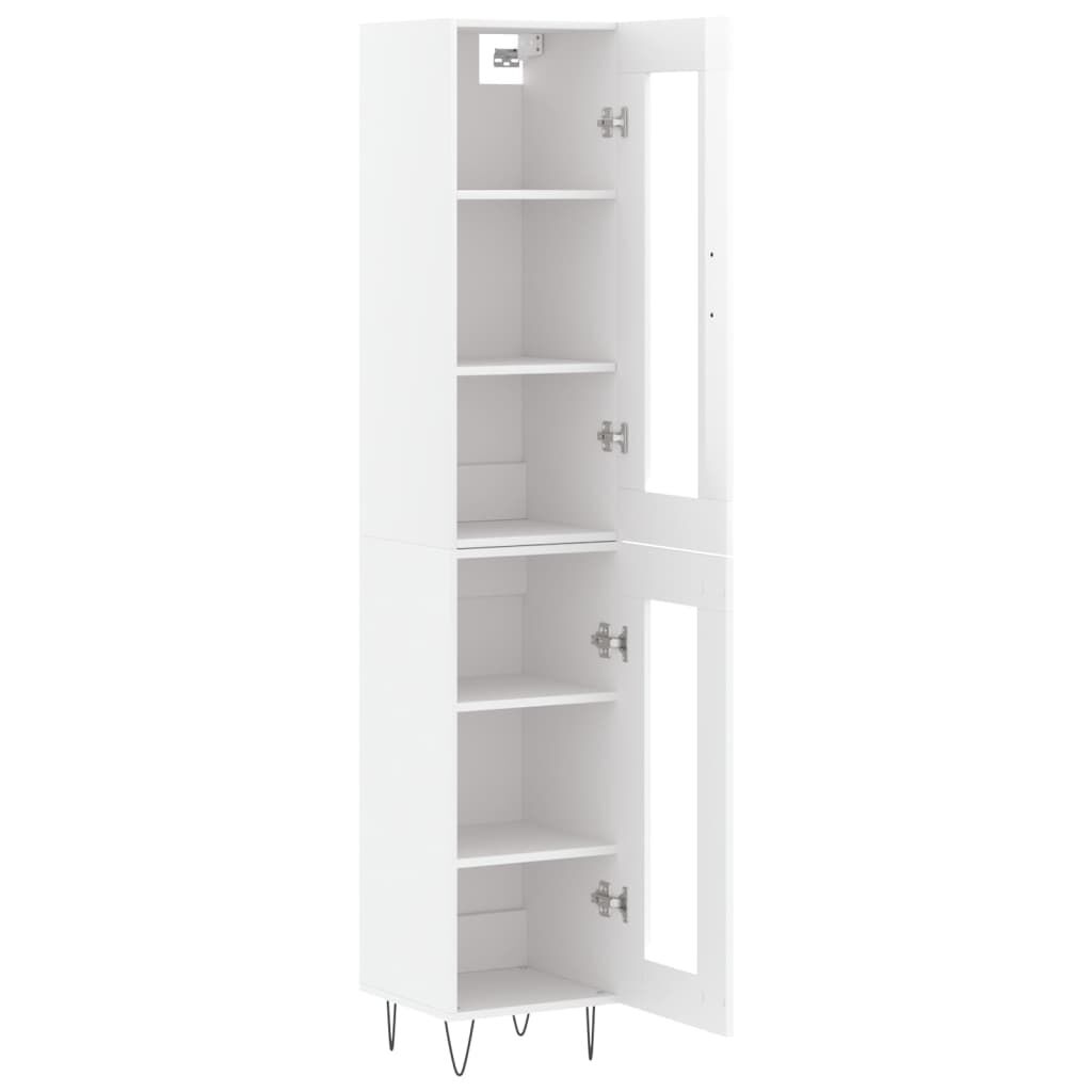 vidaXL Ντουλάπι Γυαλ. Λευκό 34,5 x 34 x 180 εκ. από Επεξεργασμένο Ξύλο