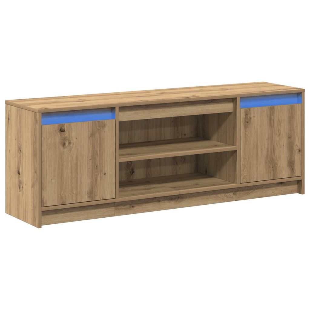 vidaXL Κονσόλα TV με LED Artisan Oak 139.5x34x50 cm Επεξεργασμένου Ξύλου