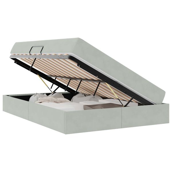 vidaXL Κρεβάτι με αποθηκευτικό χώρο και στρώμα με στρώμα Ανοιχτό γκρι