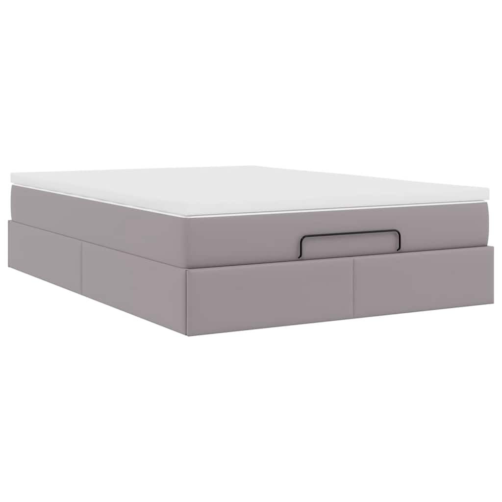 vidaXL Οθωμανικό κρεβάτι με στρώμα Γκρι 140x190cm Faux Leather