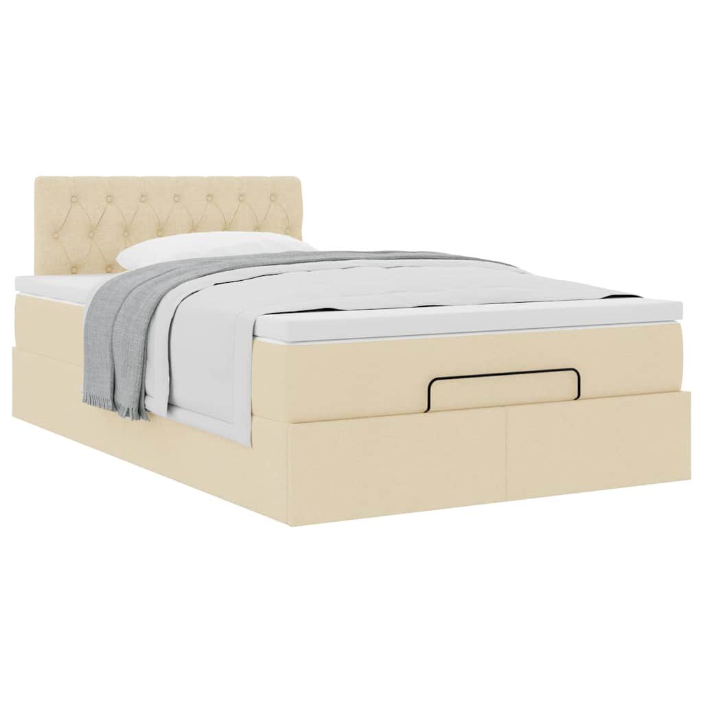 vidaXL Οθωμανικό κρεβάτι με στρώμα Cream 120x200cm ύφασμα