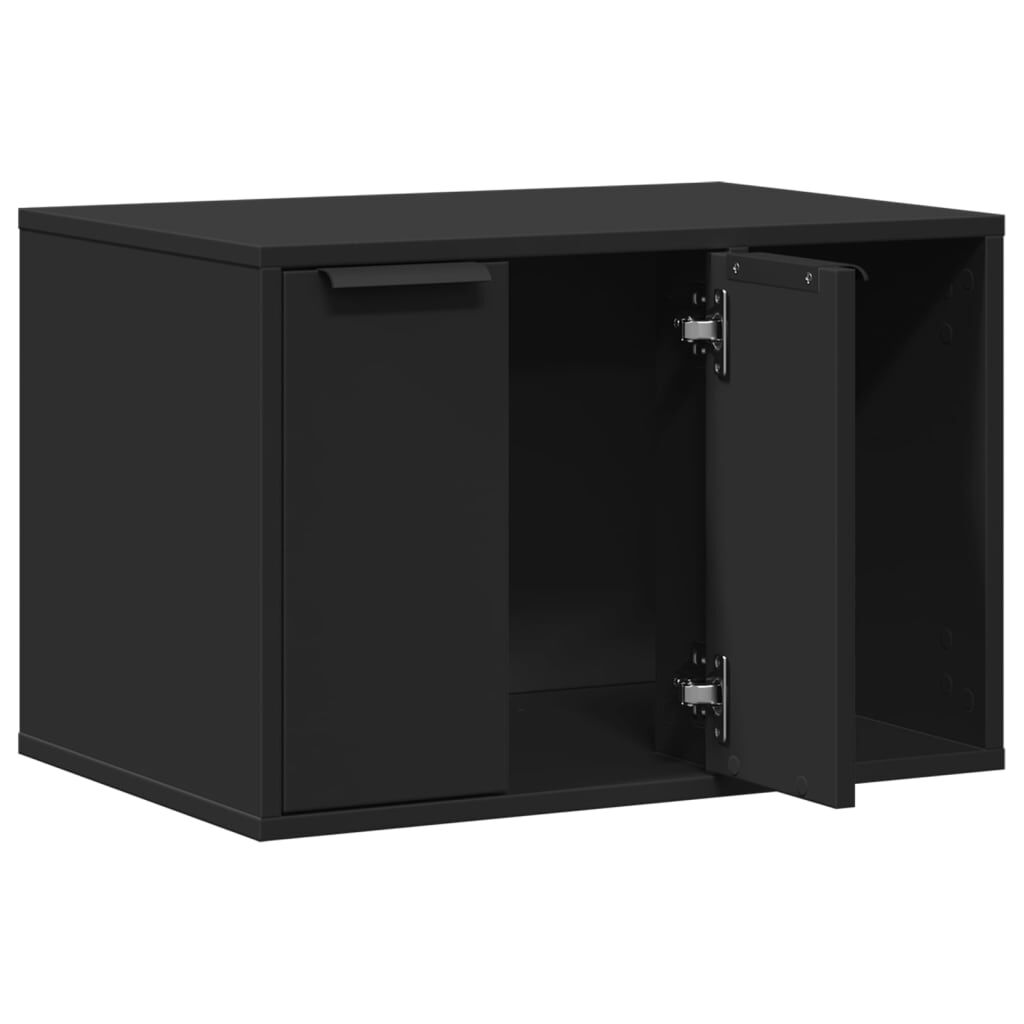 vidaXL Τουαλέτα Γάτας Περίφραξη Μαύρο 60x40x40 εκ. Επεξεργασμ. Ξύλο