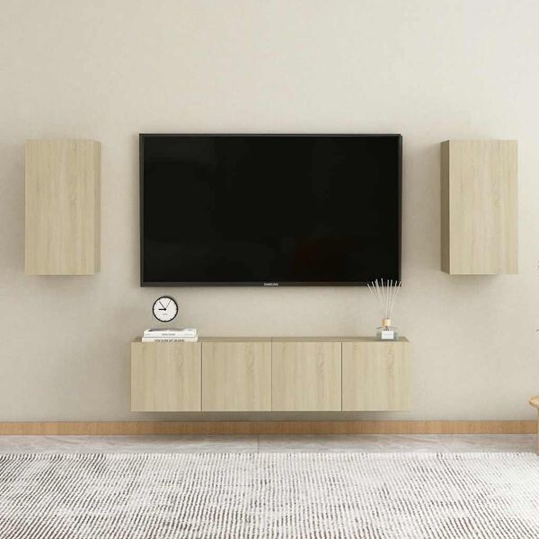 vidaXL Έπιπλα Τηλεόρασης 2 τεμ. Δρυς 30,5x30x60 εκ. από Επεξ. Ξύλο