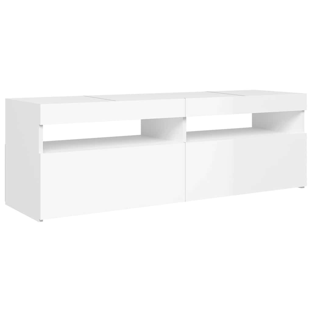 vidaXL Έπιπλο Τηλεόρασης με LED Γυαλιστερό Λευκό 120 x 35 x 40 εκ.