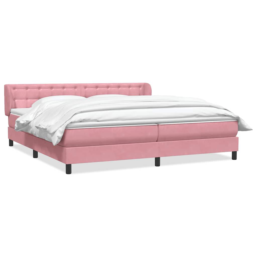 vidaXL Κρεβάτι με στρώματα ροζ 180x220 cm Βελούδινο