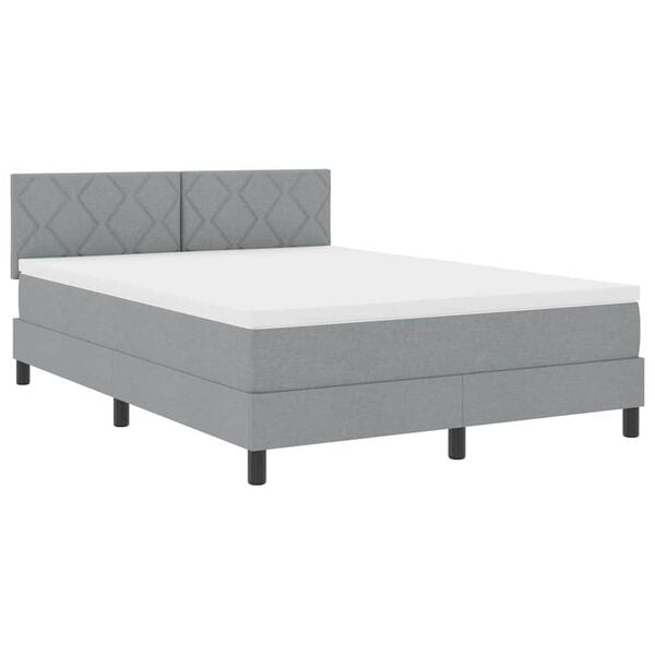 vidaXL Κρεβάτι box spring με στρώμα Ανοιχτό γκρι 140 x 190 cm ύφασμα