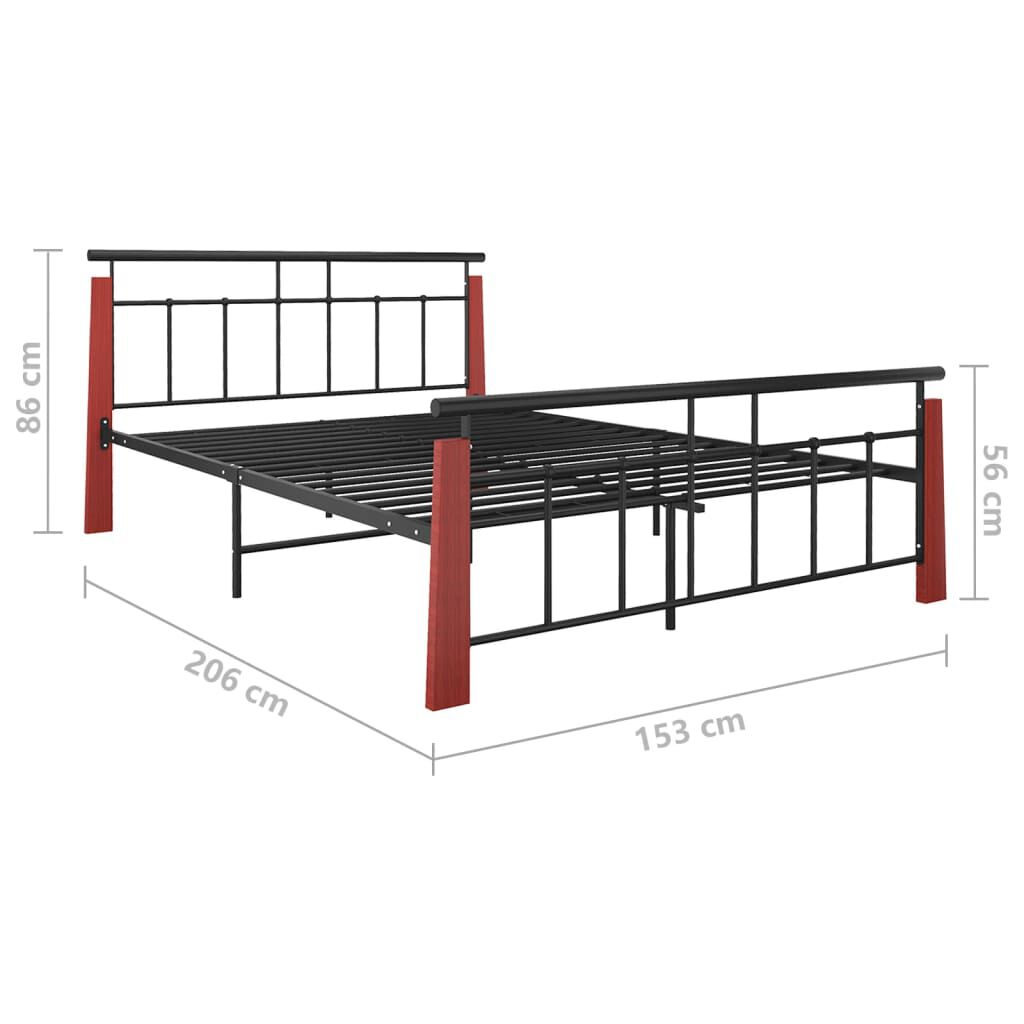 vidaXL Πλαίσιο Κρεβατιού 140 x 200 εκ. Μέταλλο/Μασίφ Ξύλο Δρυός