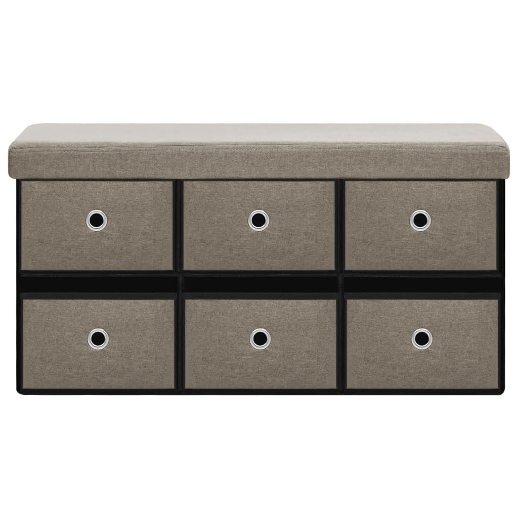 vidaXL Πάγκος Αποθήκευσης Πτυσσόμενος Taupe 76x38x38 εκ Συνθετικό Λινό