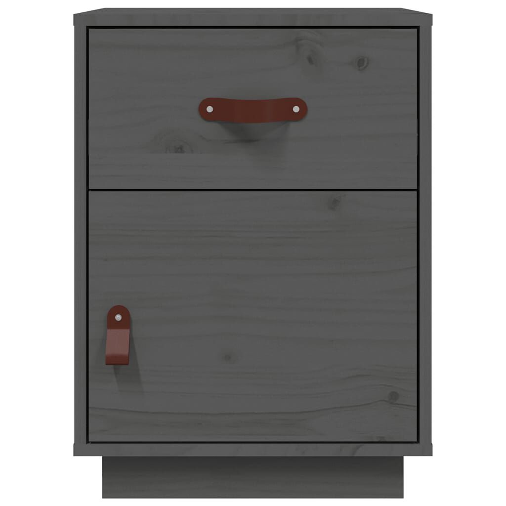 vidaXL Κομοδίνα 2 τεμ. Γκρι 40 x 34 x 55 εκ. από Μασίφ Ξύλο Πεύκου