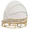 vidaXL Εξωτερική Lounge κρεβάτι με θόλο και μαξιλάρια Poly Rattan