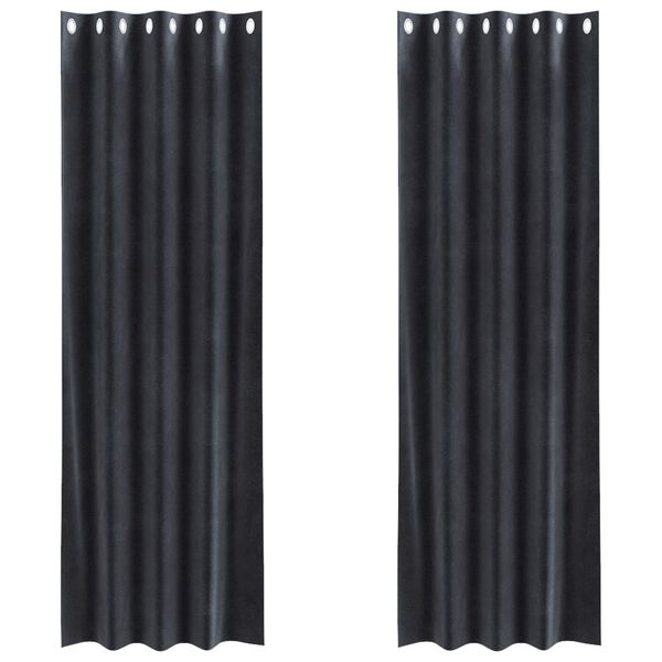 vidaXL Κουρτίνες με κουρτίνες 2 pcs Σκούρο γκρι 140 x 225 cm Βελούδο