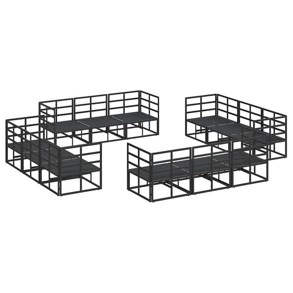 vidaXL Σετ Καναπέ Κήπου με μαξιλάρι 12 pcs Μαύρο Αλουμίνιο