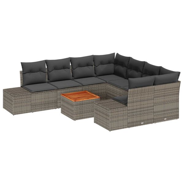 vidaXL Σετ Καναπέ Κήπου 9 pcs Γκρι