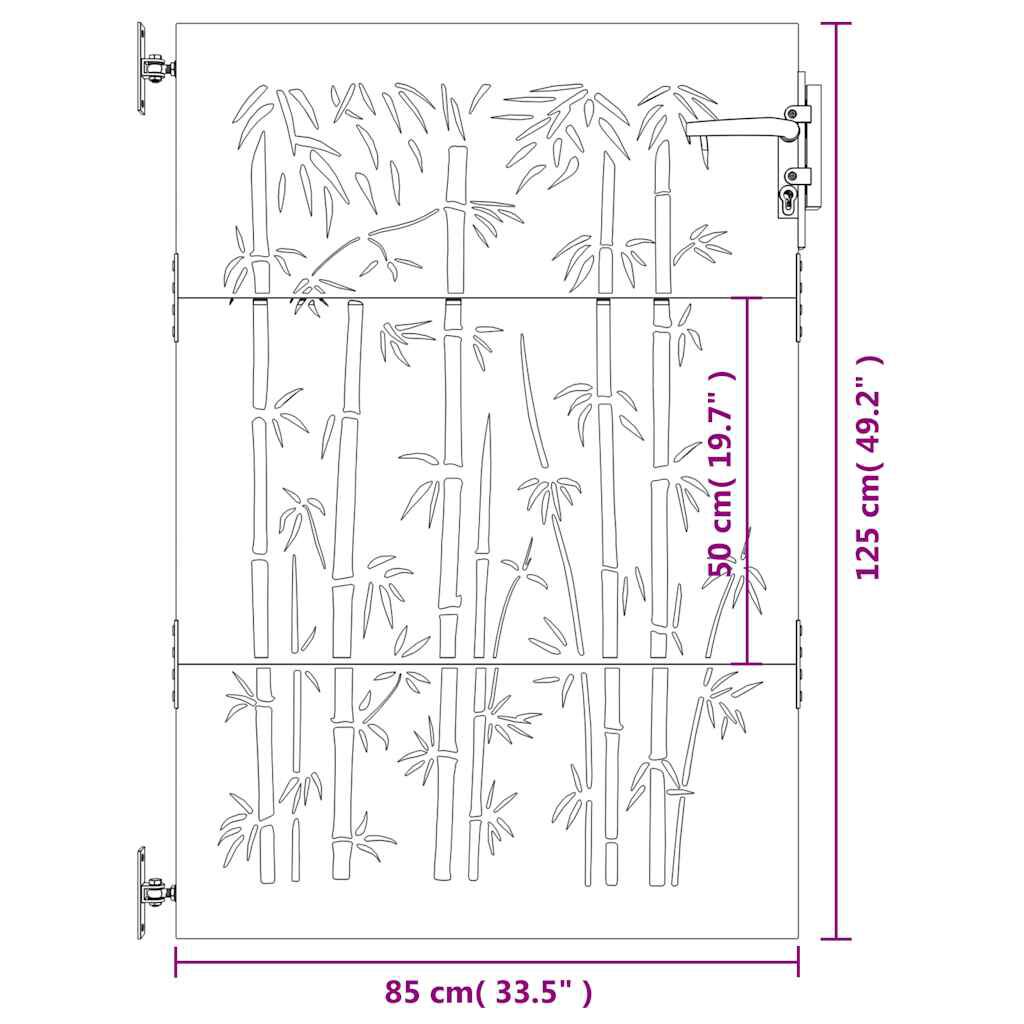 vidaXL Πύλη Κήπου με Σχέδιο Μπαμπού 85 x 125 εκ. από Ατσάλι Corten