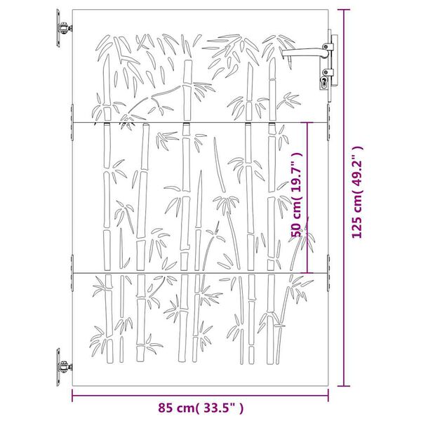 vidaXL Πύλη Κήπου με Σχέδιο Μπαμπού 85 x 125 εκ. από Ατσάλι Corten