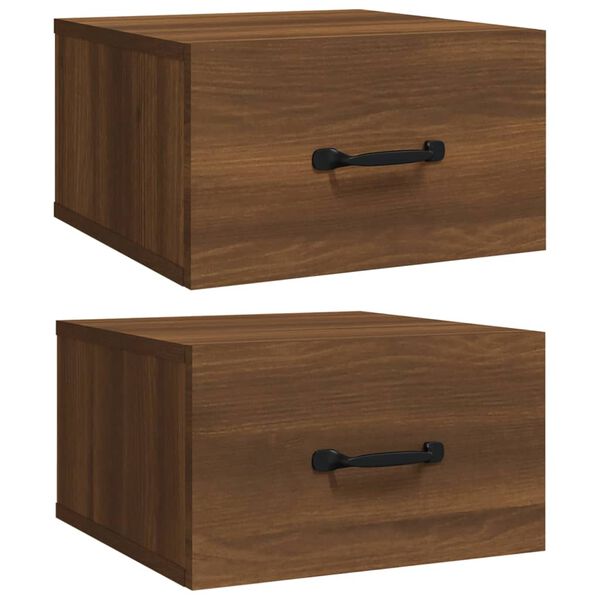 vidaXL Κομοδίνα Επιτοίχια 2 τεμ. Καφέ Δρυς 35 x 35 x 20 εκ.